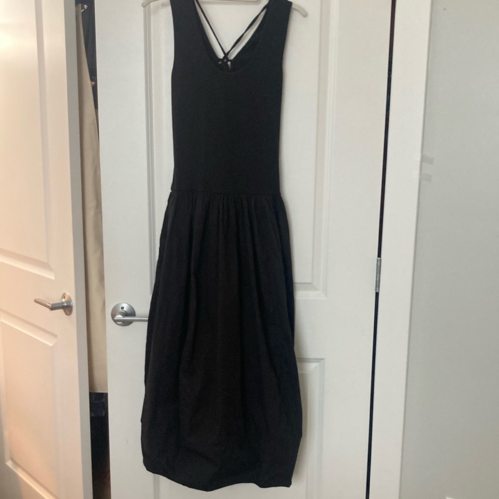 Anthropologie Black Sleeveless V-Neck Sundress